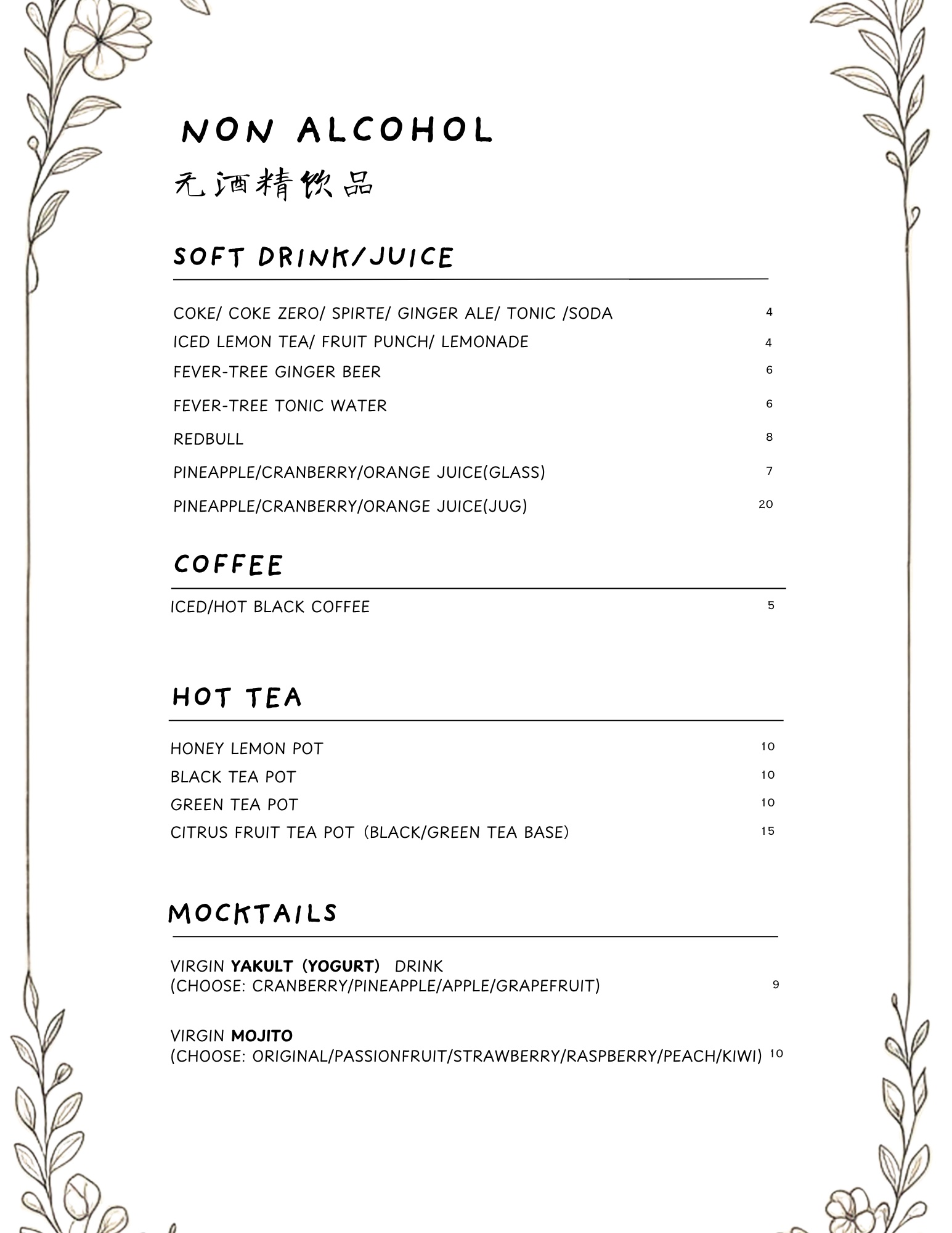 Drinks Menu 1